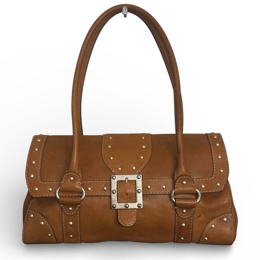 Y2K Michael Kors Leather Studded Buckle Barrel Bag